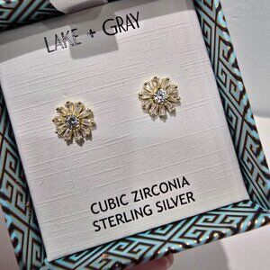Lake + Grey - Flower / Sunburst Delicate Bling Earrings